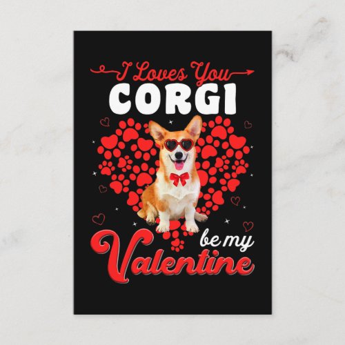 Corgi Valentines Day Tee Funny Dog Valentine Gift Enclosure Card
