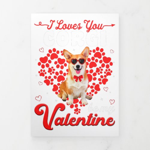Corgi Valentines Day Tee Funny Dog Valentine Gift Tri_Fold Announcement
