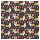 Corgi Valentines Fabric - black