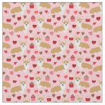 Corgi Valentines Fabric - pink