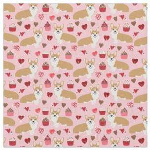 Corgi Valentines Fabric - pink