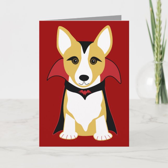 Corgi Vampire Customizable Halloween Card (Front)