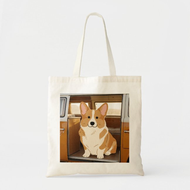 Corgi Vintage Camper Van Tote Bag