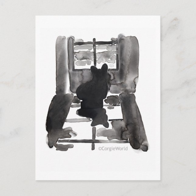 Corgi Waiting Postcard (Front)