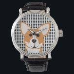 Corgi Watch<br><div class="desc">Wearable Dog Art! Whimsical Welsh Pembroke Corgi Design Watch</div>