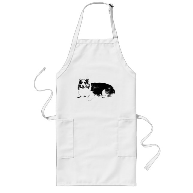 Corgi Watching Quietly Long Apron (Front)