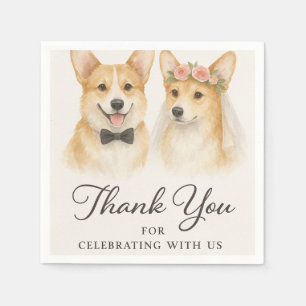 Corgi Watercolor Wedding Thank you Napkins