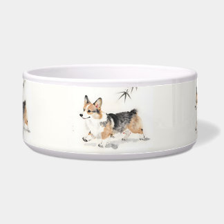 Corgi Watercolor – Whimsical Japanese Ink Dog Art Bowl