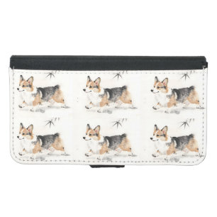 Corgi Watercolor – Whimsical Japanese Ink Dog Art Samsung Galaxy S5 Wallet Case