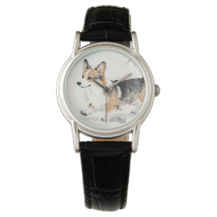Corgi Watercolor – Whimsical Japanese Ink Dog Art Watch
