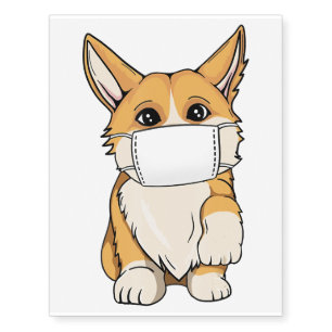 Corgi Wear A Face Mask Temporary Tattoos