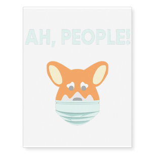 Corgi Wearing A Mask Temporary Tattoos