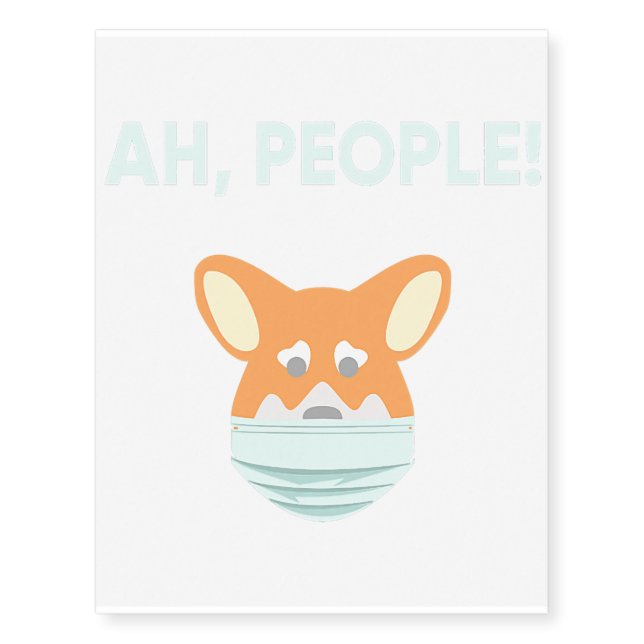 Corgi Wearing A Mask Temporary Tattoos (Front)