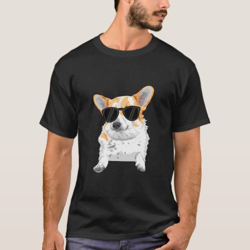 Corgi Wearing Sunglass Dog T_Shirt