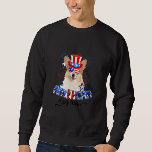 Corgi Wearing Sunglasses Usa Flag 4th Of July Sweatshirt