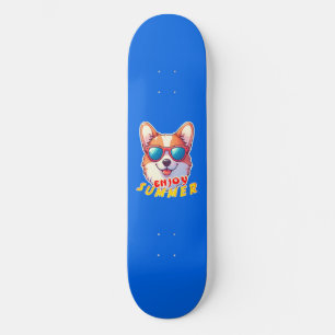 Corgi wears sunglasses Enjoy summer Skateboard