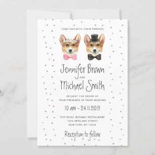 Corgi Wedding Dog Bride Groom Couple Valentines Invitation