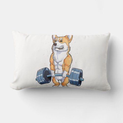 Corgi Weightlifting Deadlift Men Ness Gym Workout Lumbar Pillow