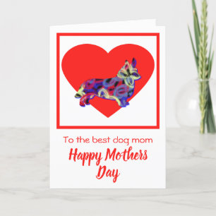 Corgi Welsh Dog Red Heart Mother’s Day Card