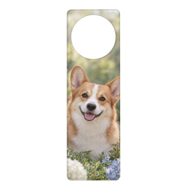 Corgi Wildflower Garden Acrylic Door Hanger