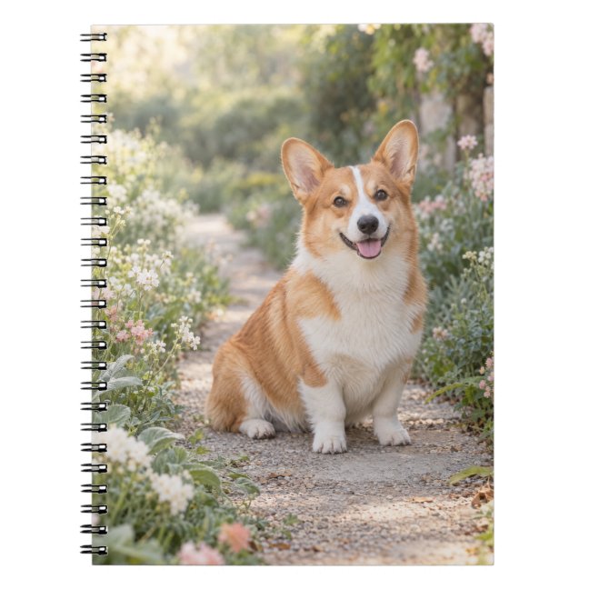 Corgi Wildflower Garden Spiral Notebook