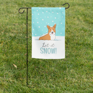 Corgi Winter Let it Snow Cute Dog Lover's  Garden Flag
