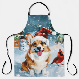 Corgi Winter Wonderland Christmas Joy Apron