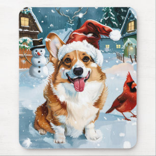 Corgi Winter Wonderland Christmas Joy Mouse Pad
