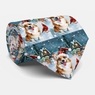 Corgi Winter Wonderland Christmas Joy Neck Tie
