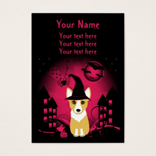 Customizable Corgi Witch Business Cards