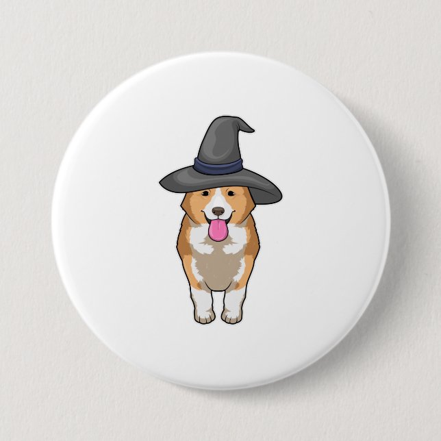 Corgi Witch Button (Front)