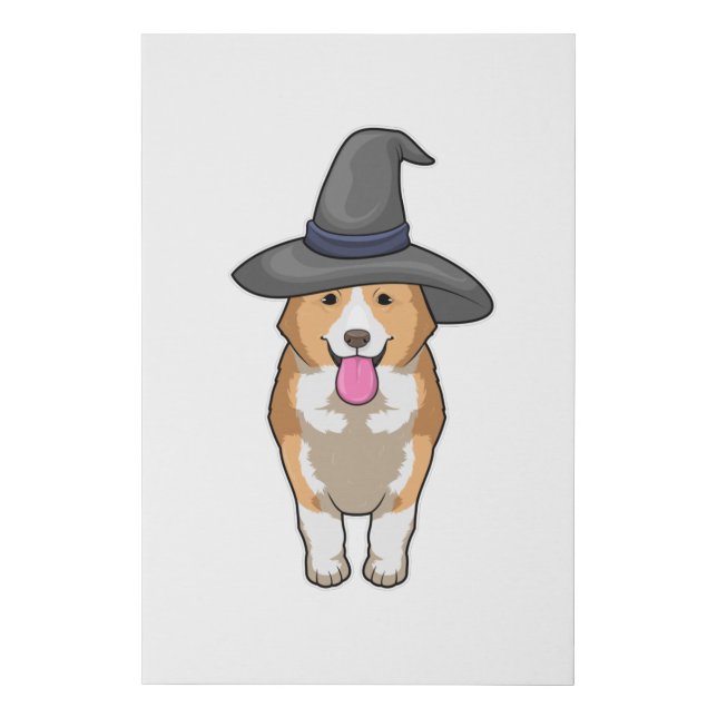 Corgi Witch Faux Canvas Print (Front)
