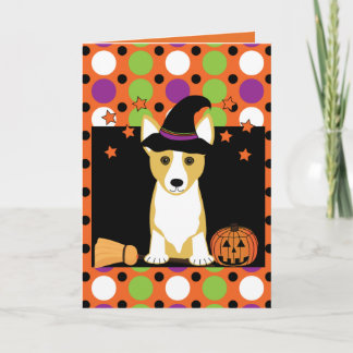 Corgi Witch Halloween Card