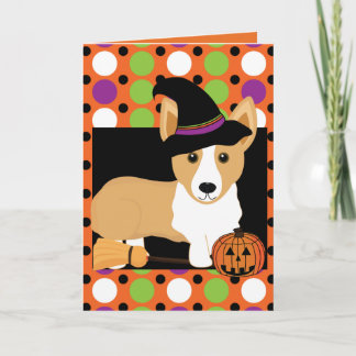 Corgi Witch Halloween Card