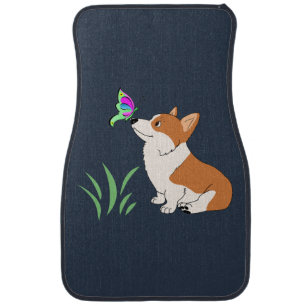 Corgi with Butterfly Car Mat