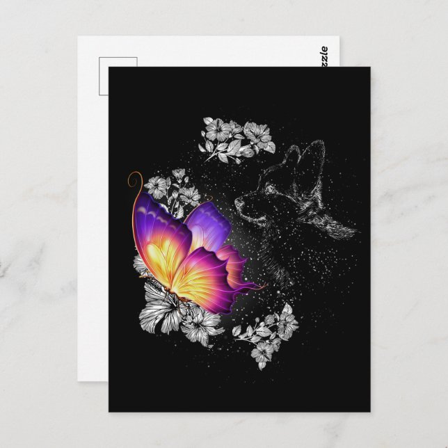 Corgi With Butterfly Dog In Heaven Memorial Day Postcard (Front/Back)