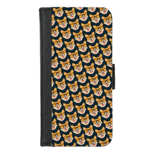 Corgi With Glasses Cute iPhone 87 Wallet Case