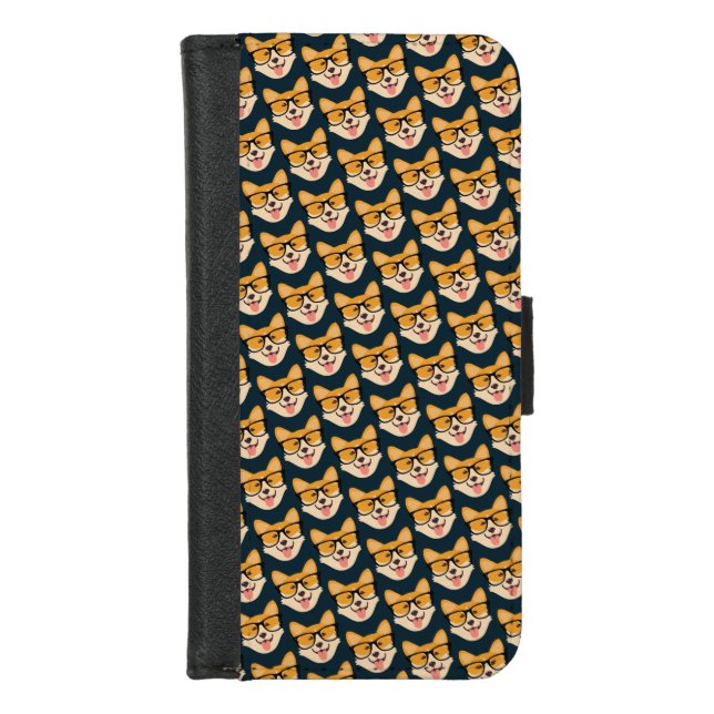 Corgi With Glasses Cute iPhone Wallet Case (Front)
