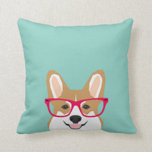 Corgi with Glasses - Hipster Dog, Cute Corgi GIft Throw Pillow