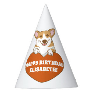 Corgi With Heart Cute Personalized Party Hat