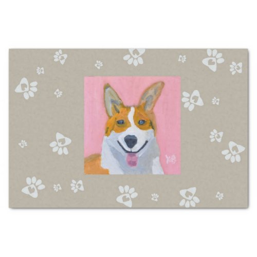 Corgi with Paw Prints Tissue Paper