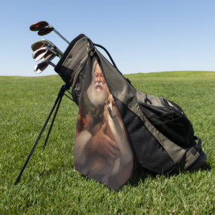 Corgi With Santa Claus Festive Christmas Golf Towel