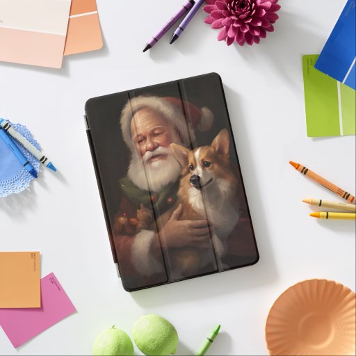Corgi With Santa Claus Festive Christmas iPad Air Cover