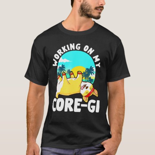 Corgi Workout Graphic Working On My Core Gi Beach T_Shirt