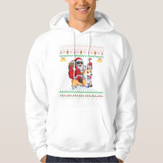 Corgi xmas gift ugly santa claus riding hoodie
