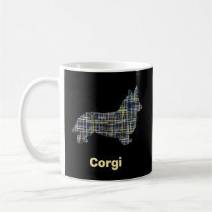 Corgi Yellow & Black Grid Line Coffee Mug