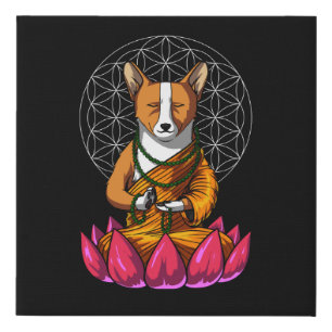 Corgi Yoga Dog Meditation Buddha Pet Faux Canvas Print