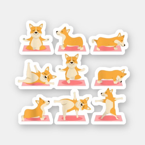 Corgi Yoga Shirt_Yoga Corgi Dog On Mat_Cool Gifts  Sticker