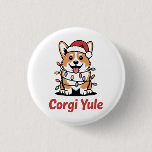 Corgi Yule Funny Christmas Kawaii Corgi Dog Lover Button