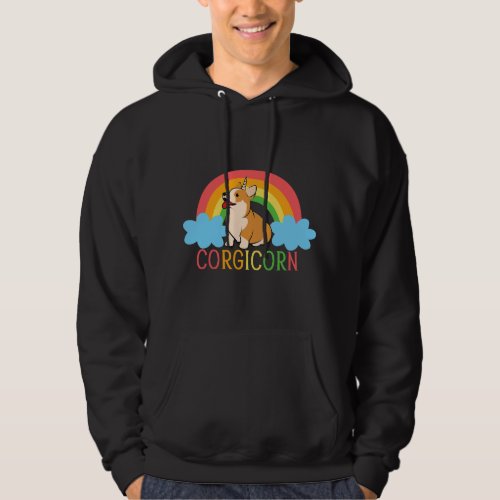 Corgicorn Corgi Dog Unicorn Rainbow Cute T Hoodie